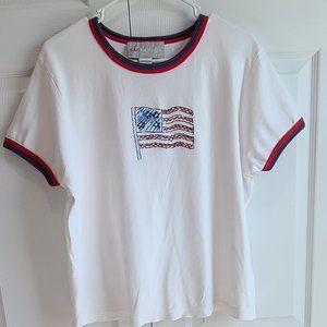 Sag Harbor Sport American Flag Short Sleeve Top, Size X-Large